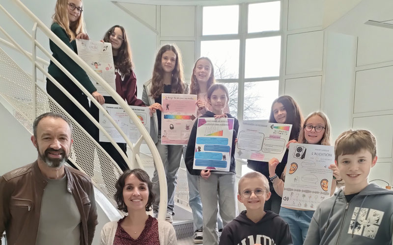 Affiche de prévention réalisée par les élèves de 4ème du Collège Immaculée sur les effets du bruit sur la santé.