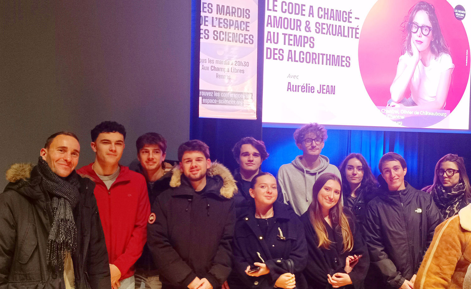 Étudiants de prépa ECT assistant à une conférence sur les impacts des algorithmes au Pôle Sup de La Salle.